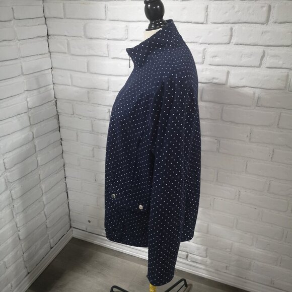 Tradition Ladies Size Large Full Zip Terry Lined Navy & White Polka Dot Blazer - Picture 5 of 11